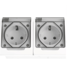Priza dubla cu capac PT Novelite 16A IP54