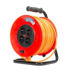 Prelungitor cu tambur fara impamantare cu 4 prize 40m negru Inlet